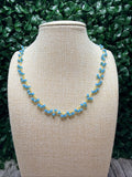 Natural Apatite Cluster Rosary Gold Plated Wire Wrapped Necklace
