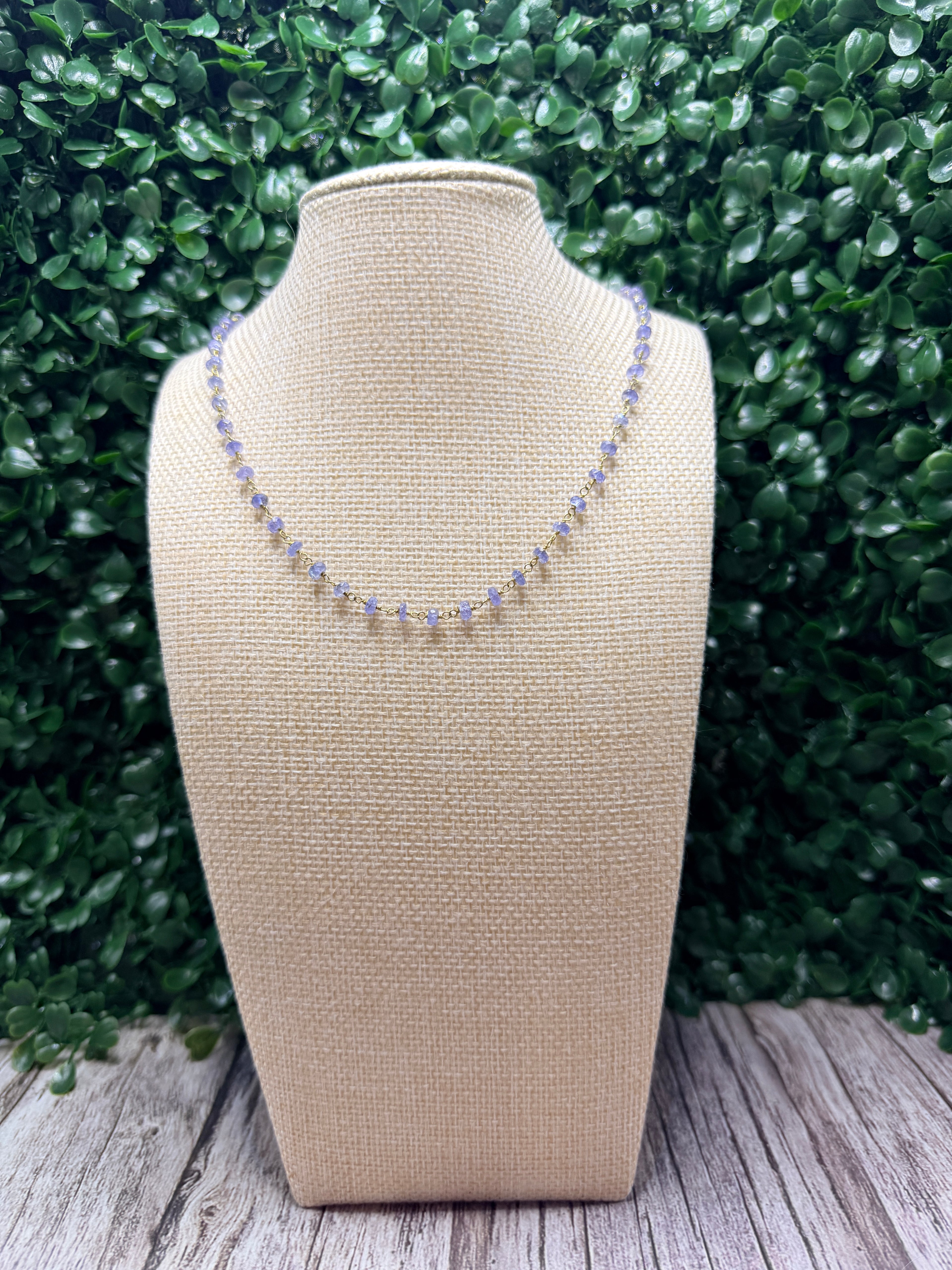 Tourmaline gold plated hand wrapped chain