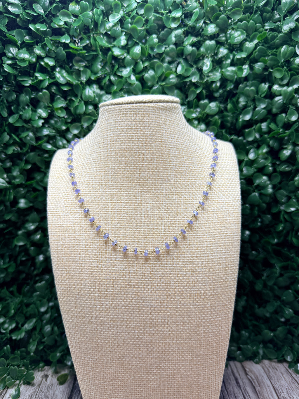 Tourmaline gold plated hand wrapped chain