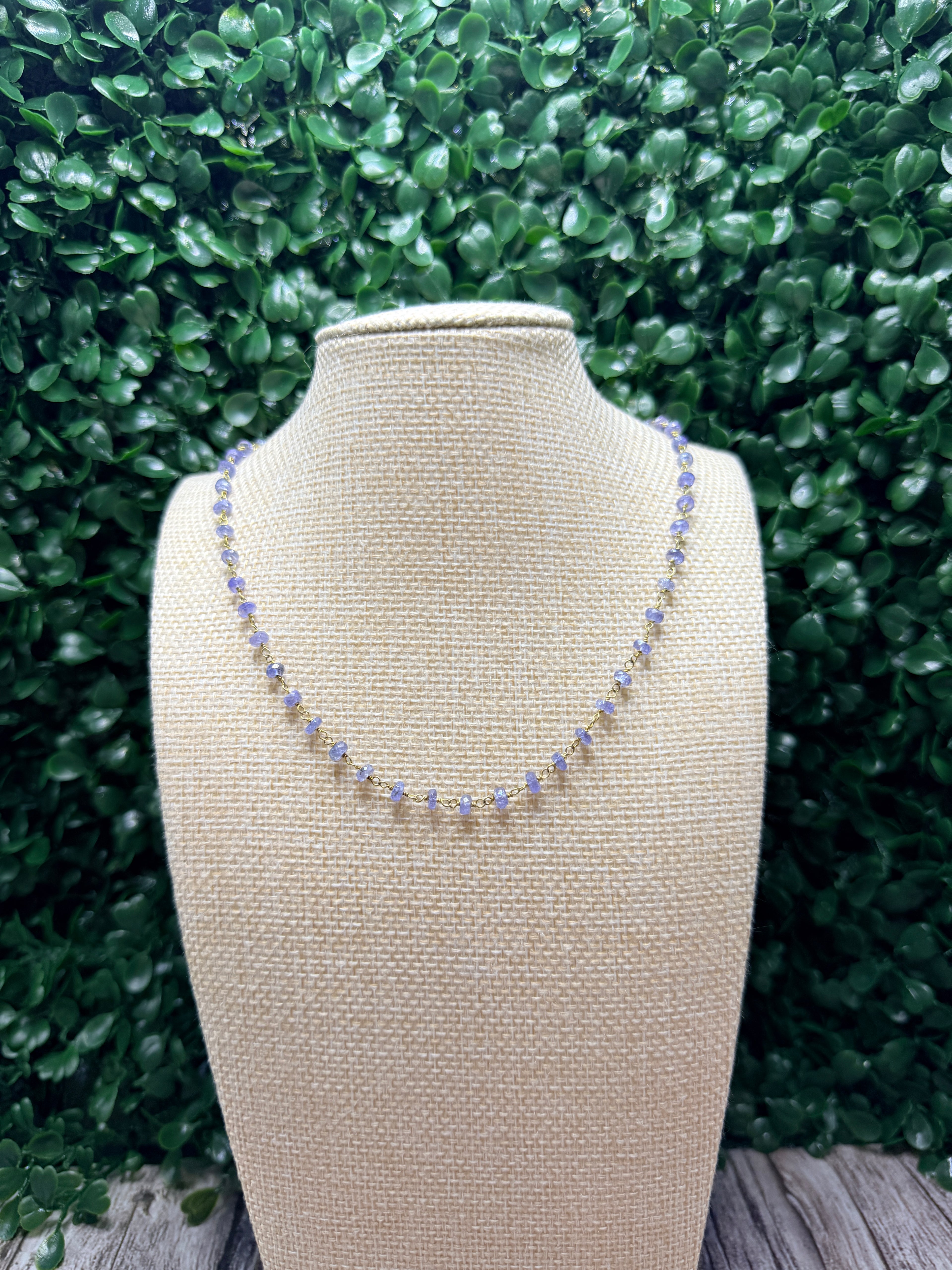 Tourmaline gold plated hand wrapped chain