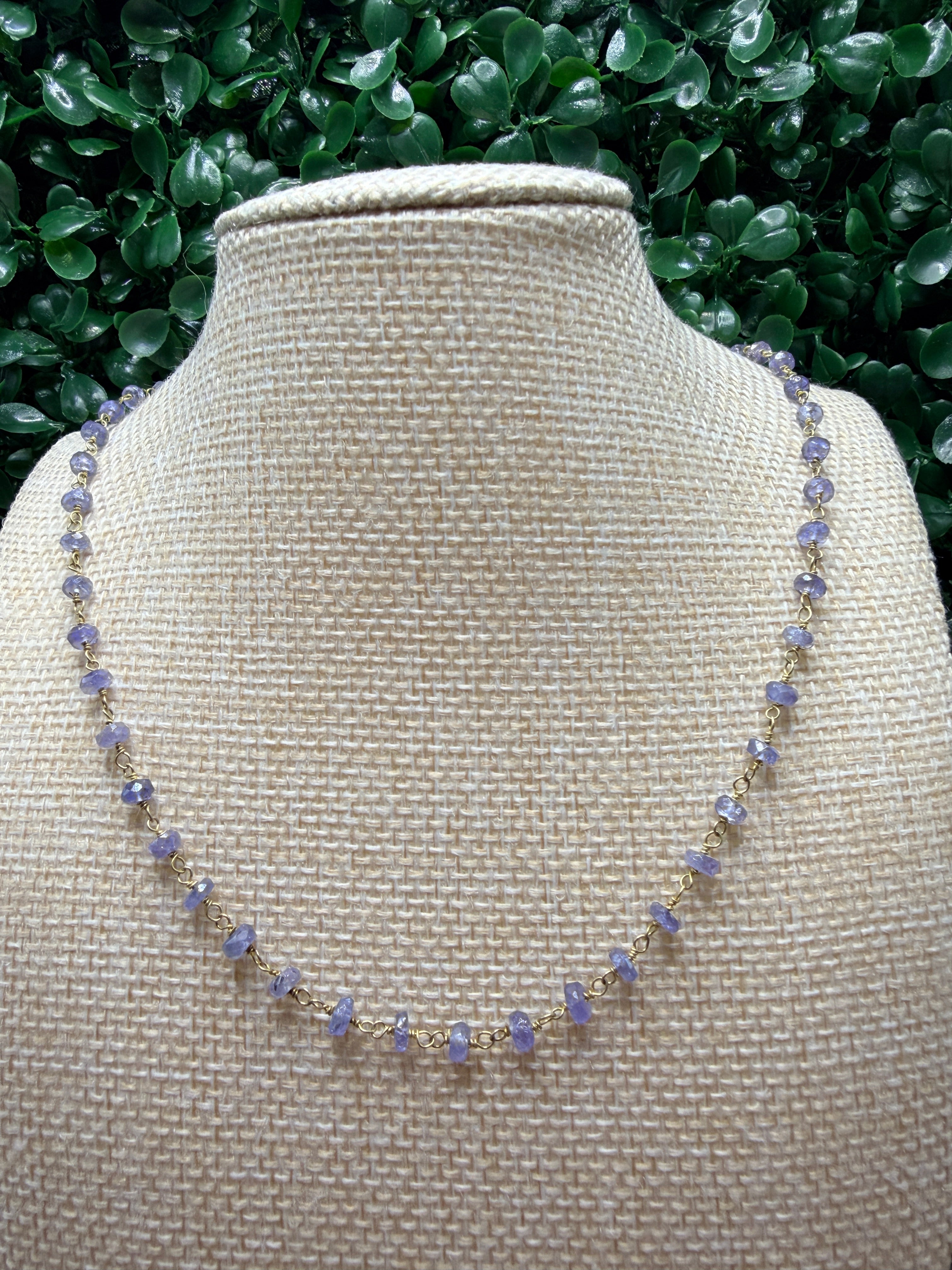 Tourmaline gold plated hand wrapped chain