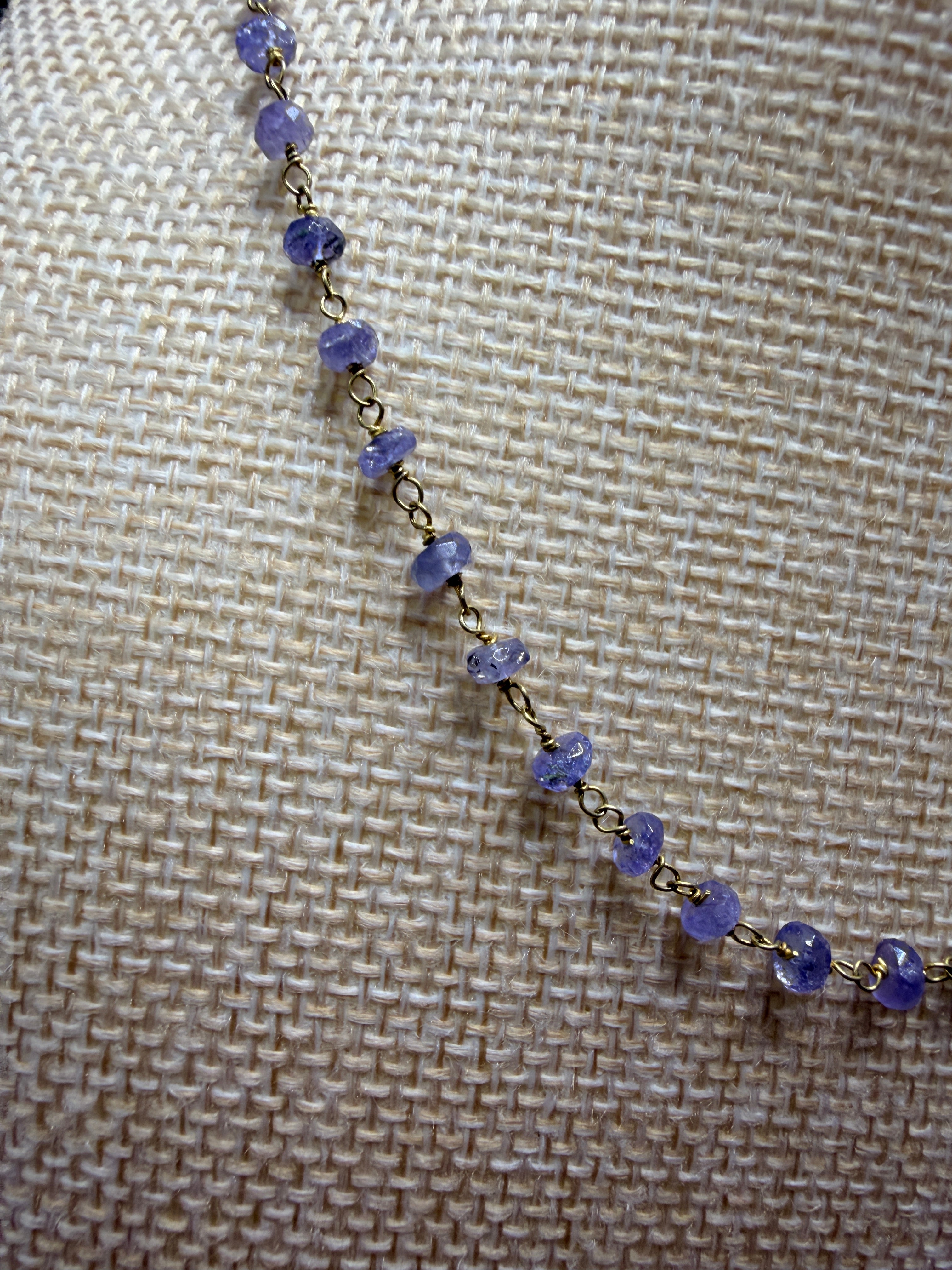 Tourmaline gold plated hand wrapped chain