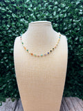 Multicolored gemstone gold wire wrapped necklace