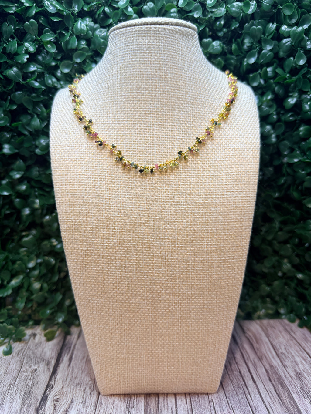 Tourmaline cluster necklace