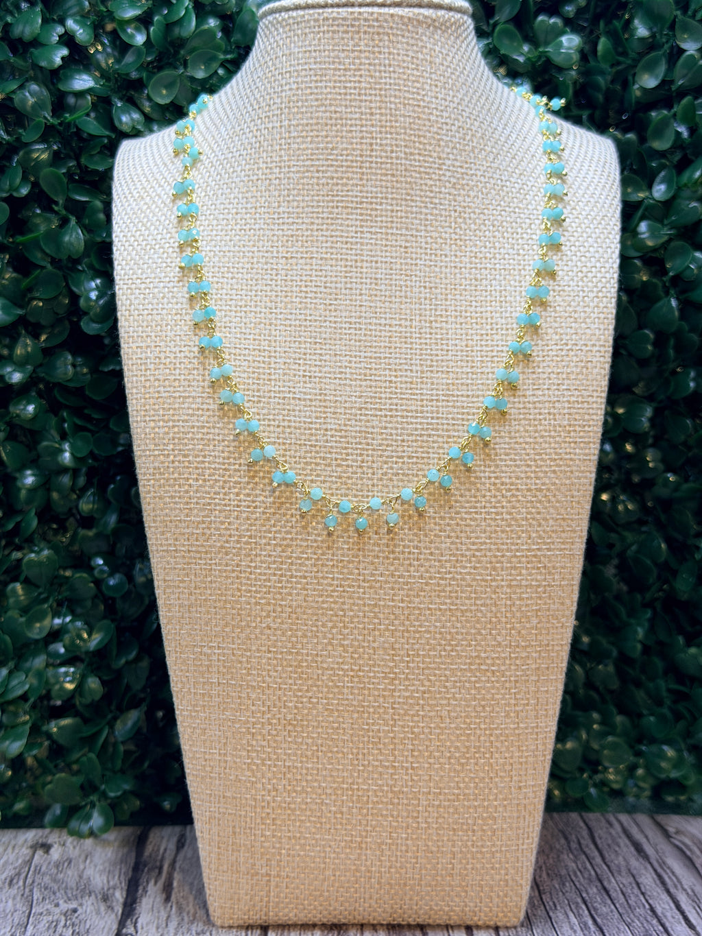 Aqua Chalcedony Cluster Rosary Chain