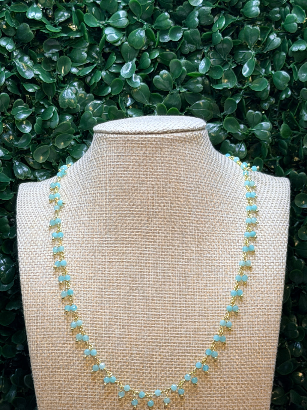Aqua Chalcedony Cluster Rosary Chain
