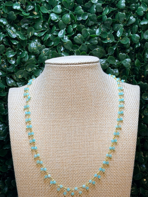 Aqua Chalcedony Cluster Rosary Chain