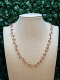 Pink Tourmaline cluster rosary necklace