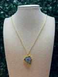 Green solar quartz goede slice pendant necklace