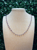 Amethyst faceted rondelles on a vermeil hand wrapped chain.
