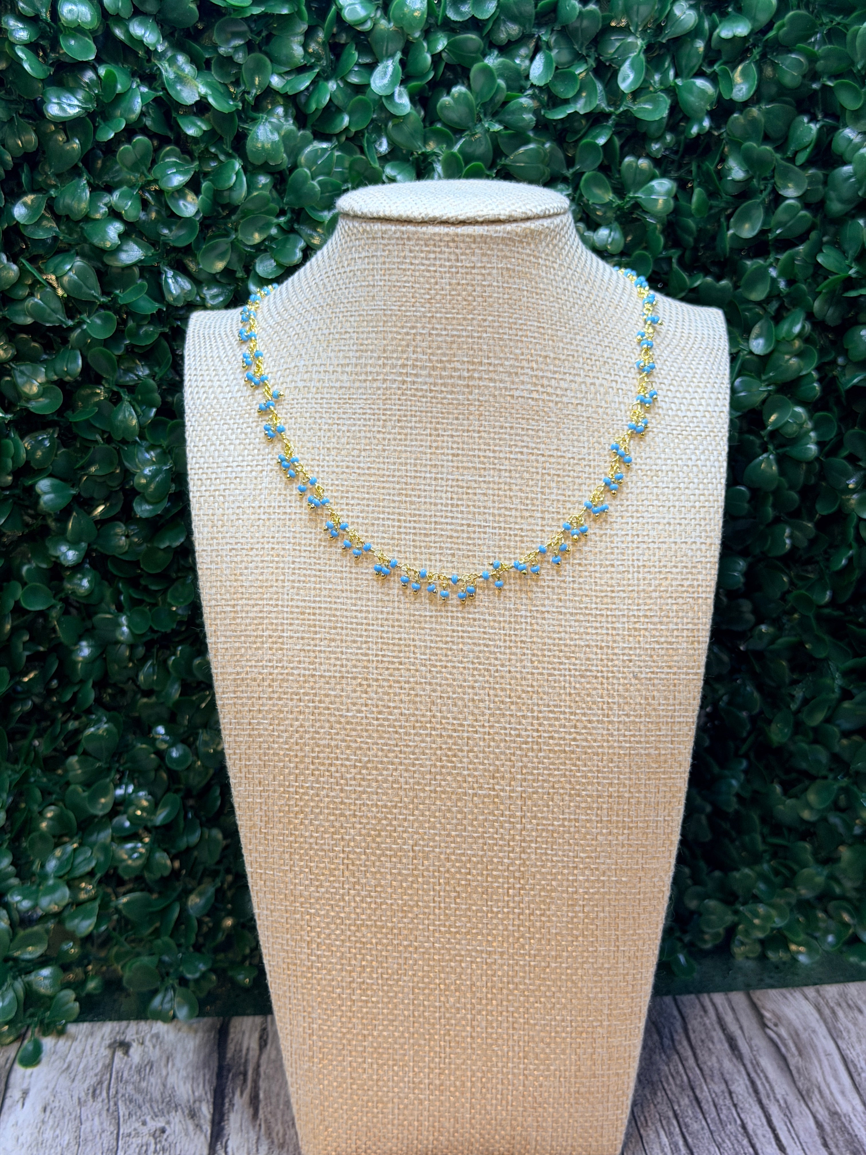 Turquiose cluster rosary necklace