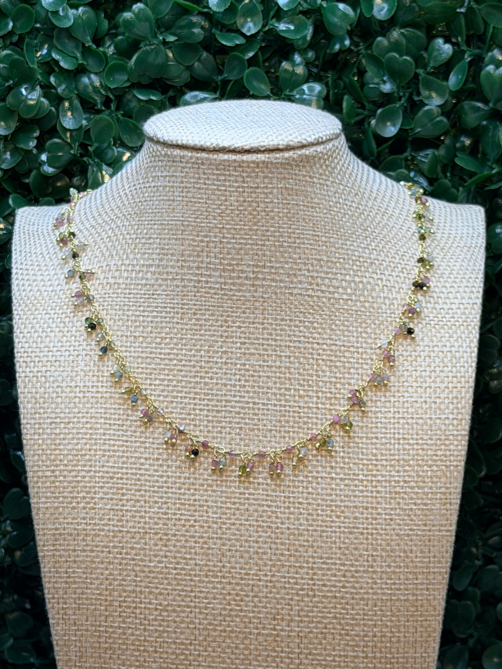 Multicolor Tourmaline cluster rosary necklace