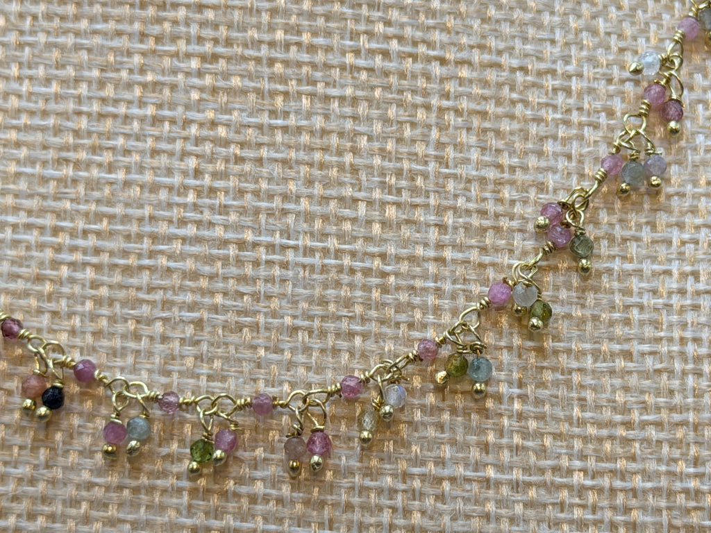 Multicolor Tourmaline cluster rosary necklace