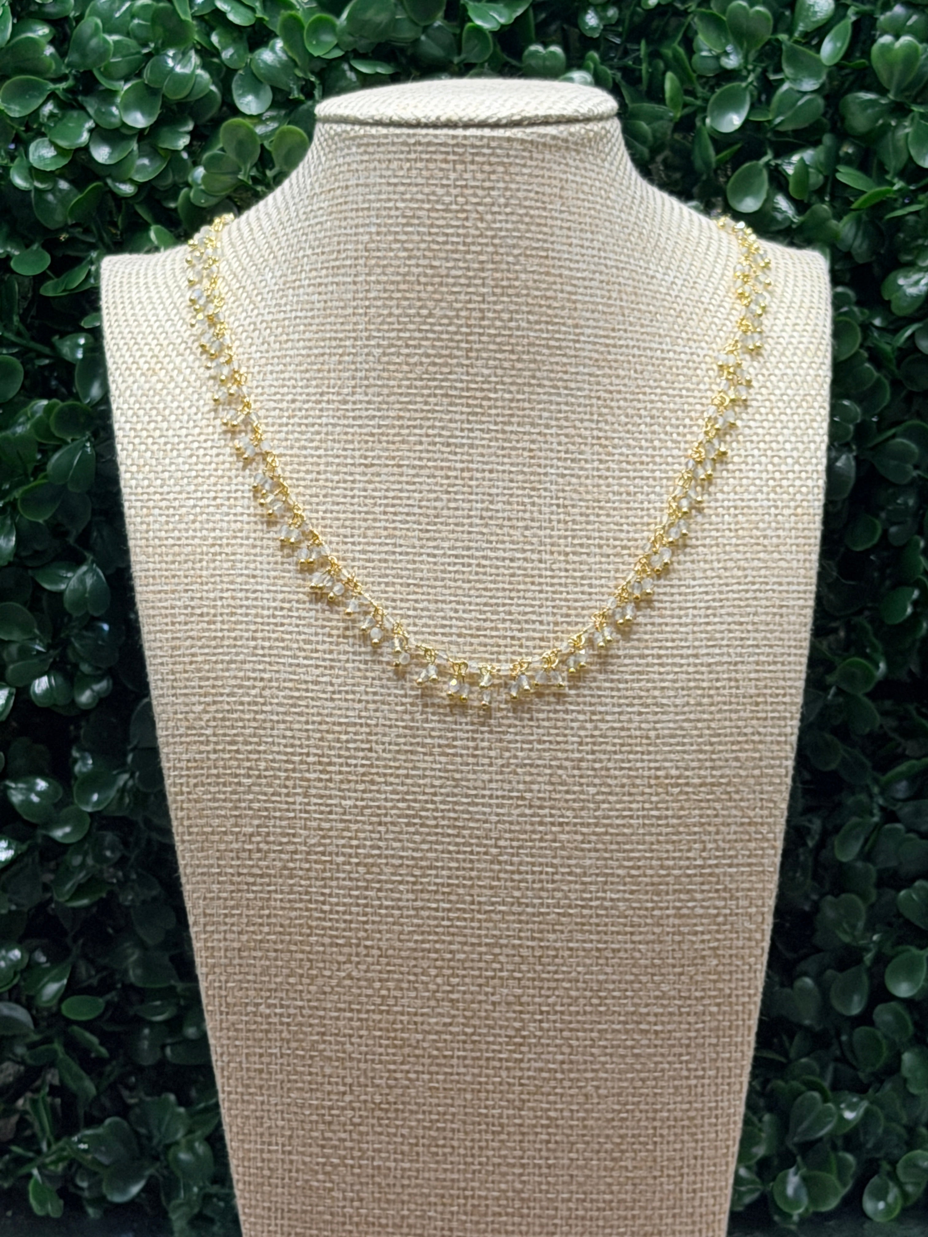 Moonstone cluster rosary necklace