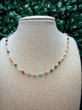 Multicolored Gemstone Faceted Rondelle Vermeil Wire Wrapped Necklace