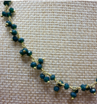 Emerald Cluster Rosary Vermeil Wire Wrapped Necklace